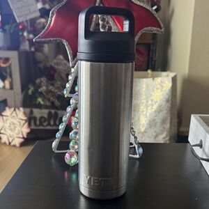 YETI Silver Travel Mug with Black Handle